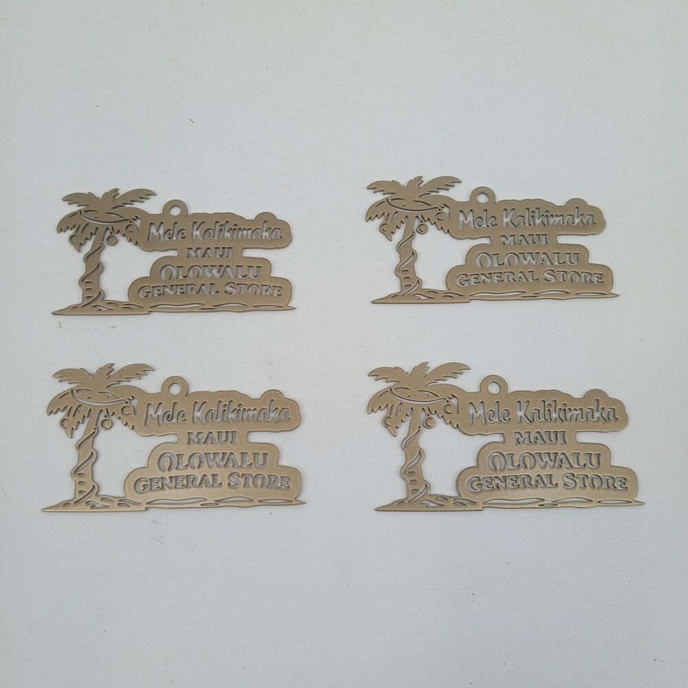Set of 4 Maui Hawaii Olowalu General Store Brass Metal Souvenir Ornaments